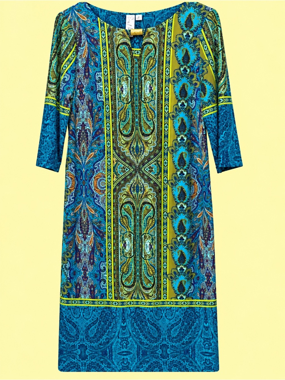 Emma & Michele Teal and Lime Paisley Midi Dress